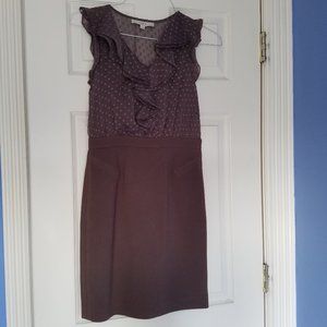 LOFT Ruffle Sleeve Two Tone Sheath Dress